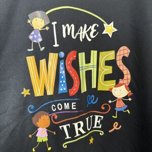 Women’s “I MAKE WISHES COME TRUE” logo T Shirt Size L Large Blue Short Sleeve